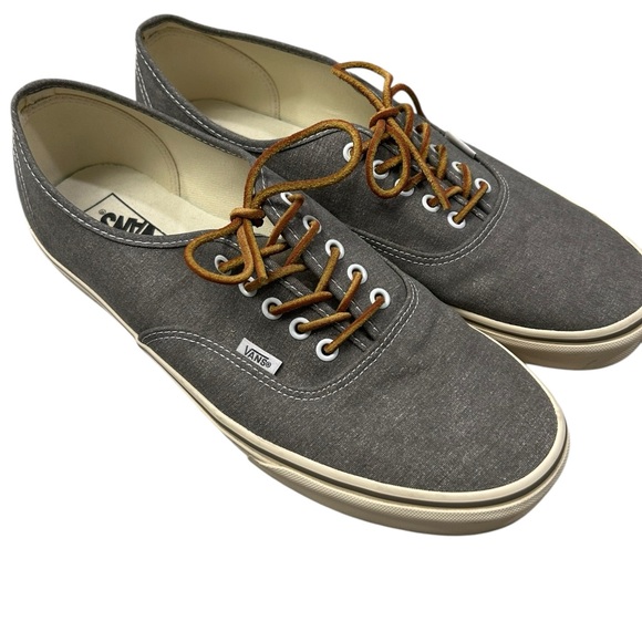 Vans x J.Crew Men's Charcoal Washed Canvas Sneakers Leather Laces 13 - Picture 2 of 8